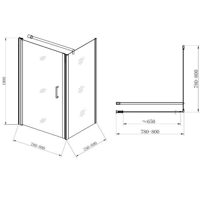 Duschkabine Atena 80x80x190 klares Glas - Chrom