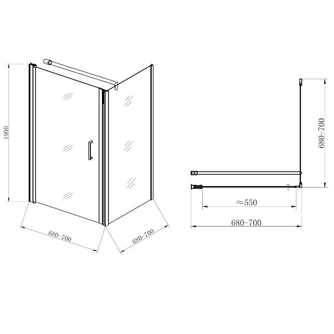 Duschkabine Atena 70x70x190 klares Glas - Chrom