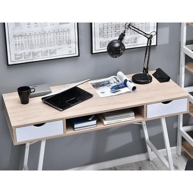 Schreibtisch Nordic 120cm Weiß/Eiche Sonoma