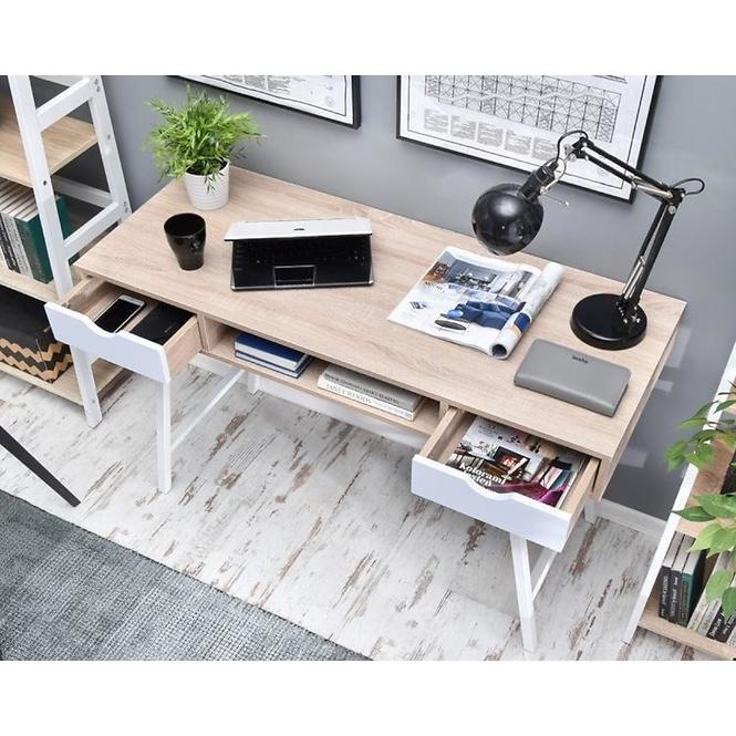 Schreibtisch Nordic 120cm Weiß/Eiche Sonoma