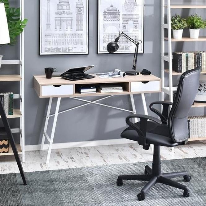 Schreibtisch Nordic 120cm Weiß/Eiche Sonoma