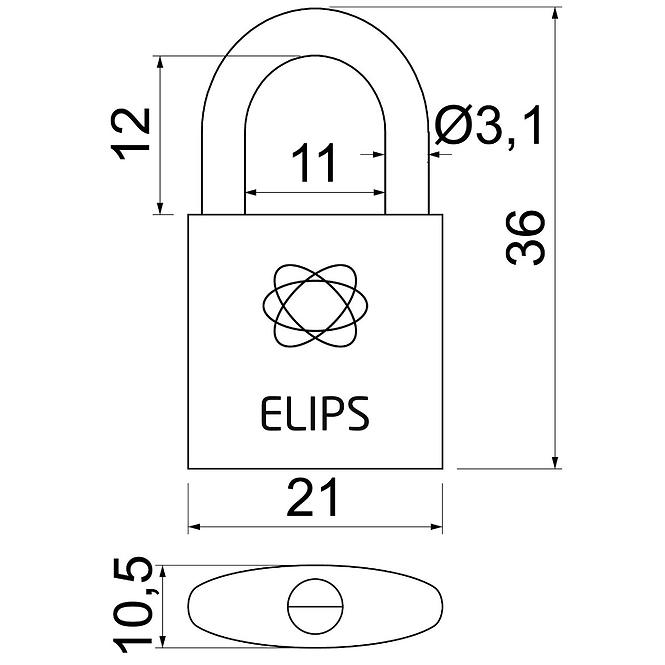 Messing Vorhängeschloss RV.ELIPS.20