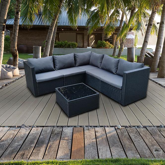 Garten ecksofa 6 teile Sofia schwarz