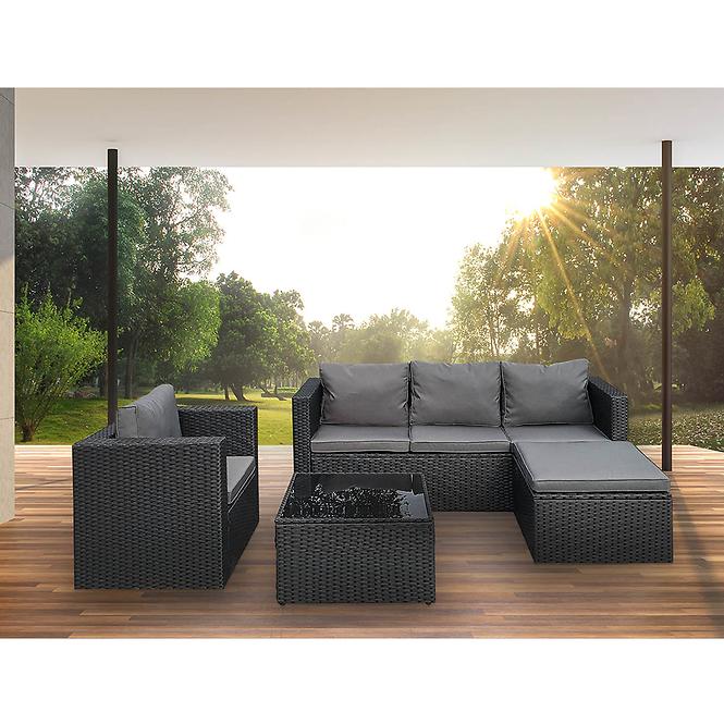 Garten ecksofa 4 teile Cezar schwarz