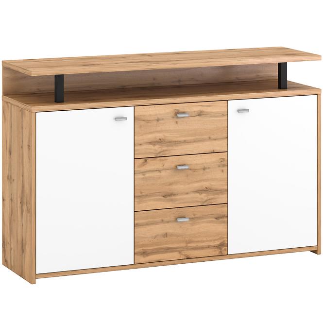 Kommode Pesaro 130cm Weiß/ Eiche Wotan