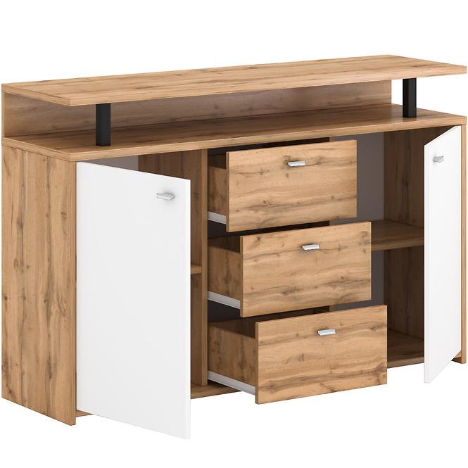 Kommode Pesaro 130cm Weiß/ Eiche Wotan