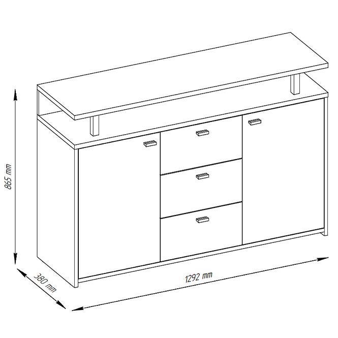 Kommode Pesaro 130cm Weiß/ Eiche Wotan