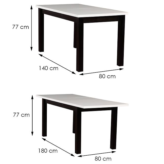 Essentisch ST28 140X80+40 Weiß/schwarz