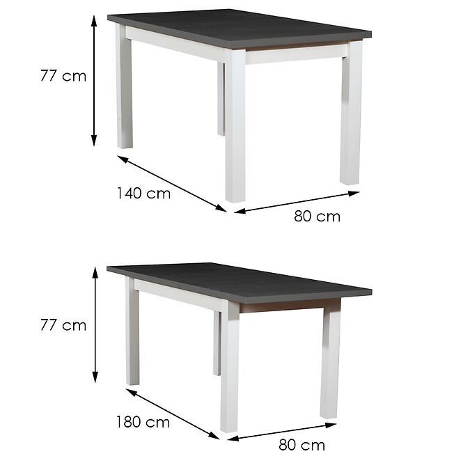 Essentisch ST28 140X80+40 Graphit/Weiß