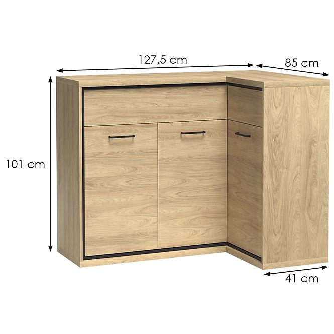 Eckekommode Mediolan 127,5x85cm Natural Hikora