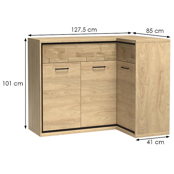 Eckekommode Mediolan 127,5x85cm Board Natural Hikora