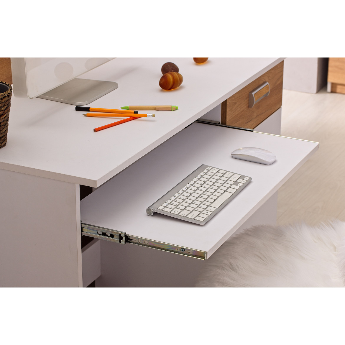 Schreibtisch Lorento 120cm Eiche Nash/Weiß,4